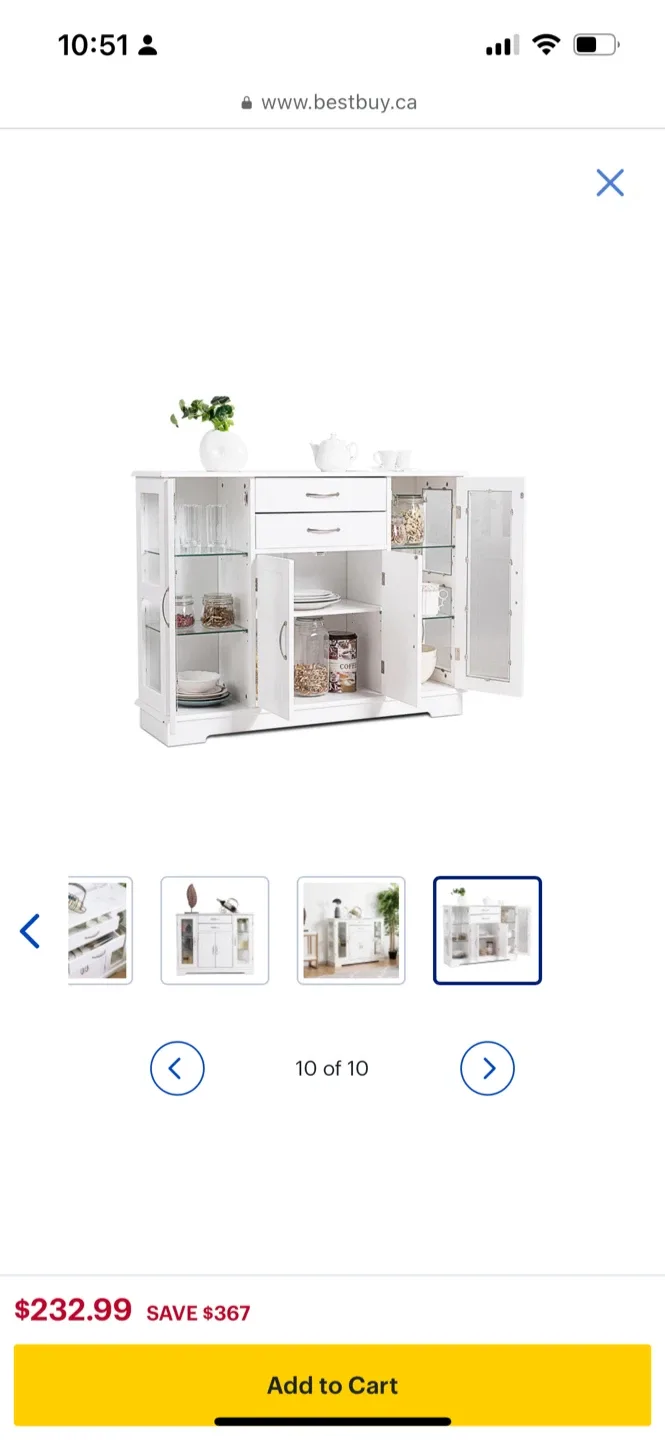 White Buffet with Glass Doors image indicator(2)
