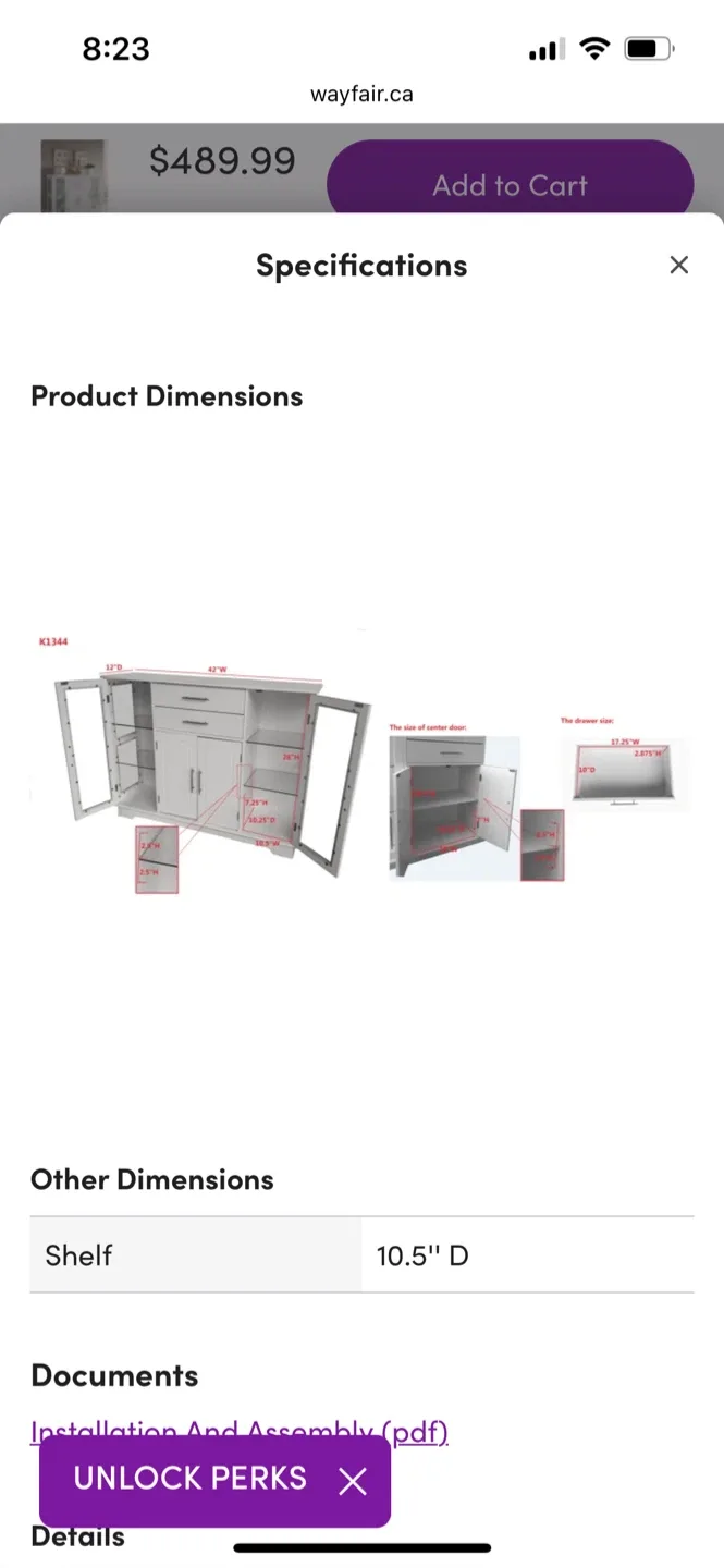 White Buffet with Glass Doors image indicator(3)