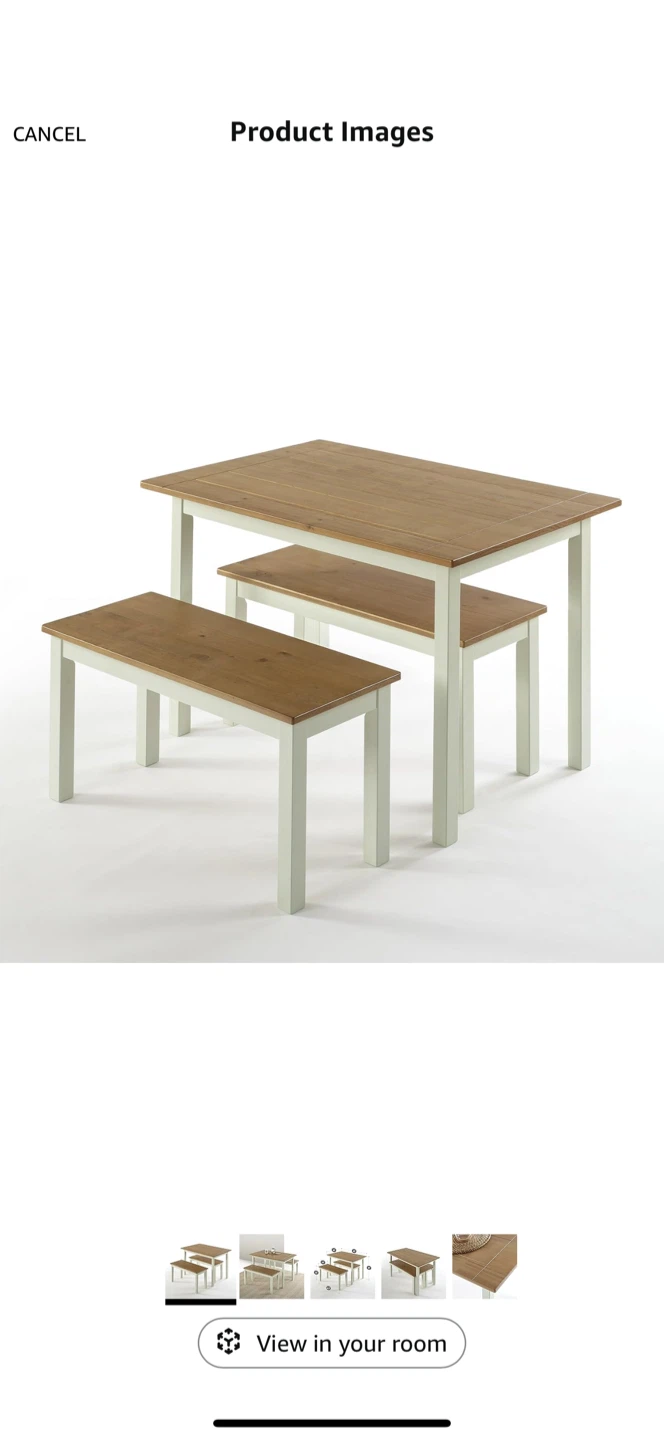Wood Dining Table with Bench - photo 4