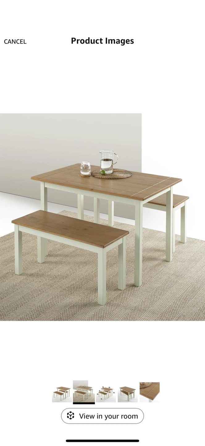 Wood Dining Table with Bench - photo 5