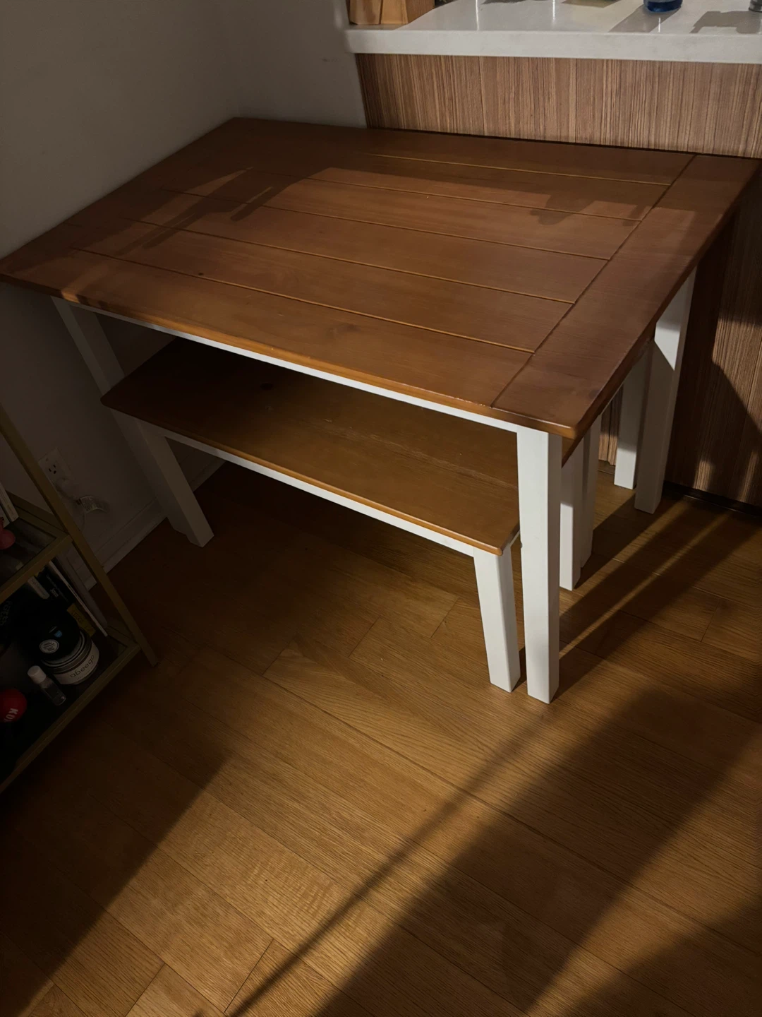 Wood Dining Table with Bench - photo 2