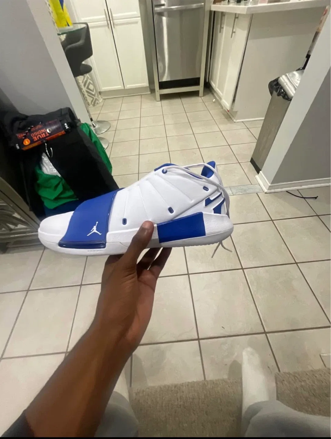 Jordan 38 blue/white shoe