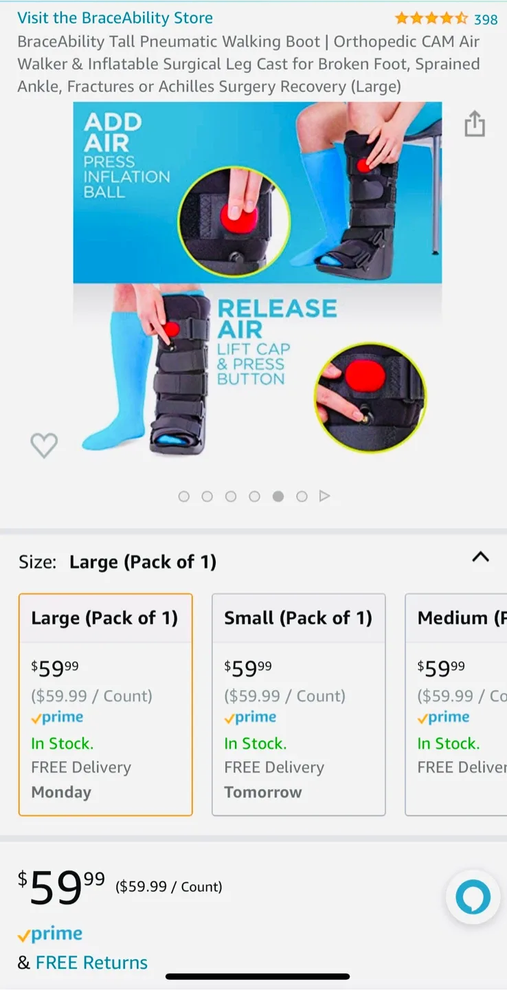 BraceAbility Tall Pneumatic Walking Boot - Large image indicator(4)