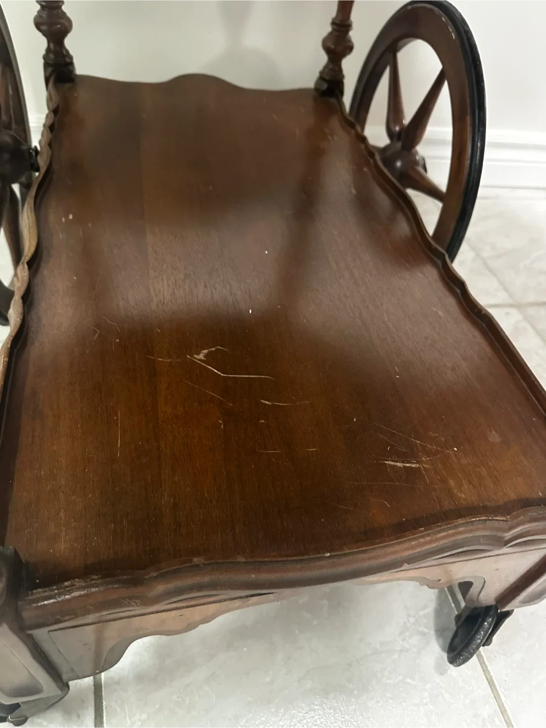 Antique Wooden Tea Cart image indicator(6)