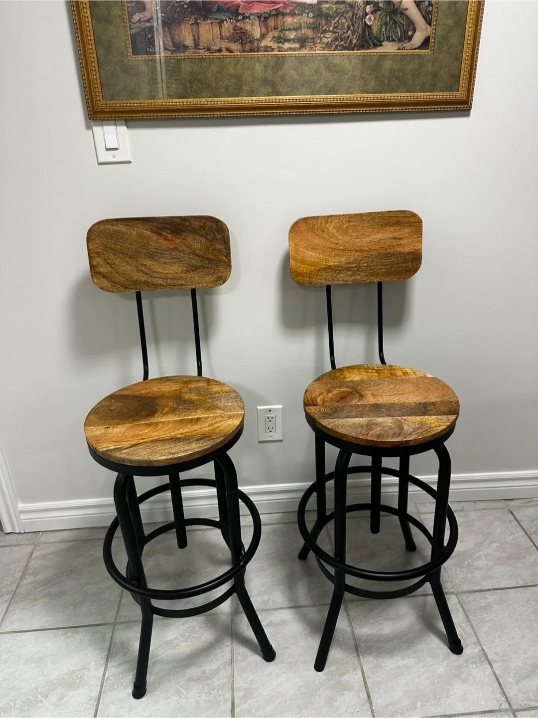 Set of 2 Wood & Metal Bar Stools image indicator(7)