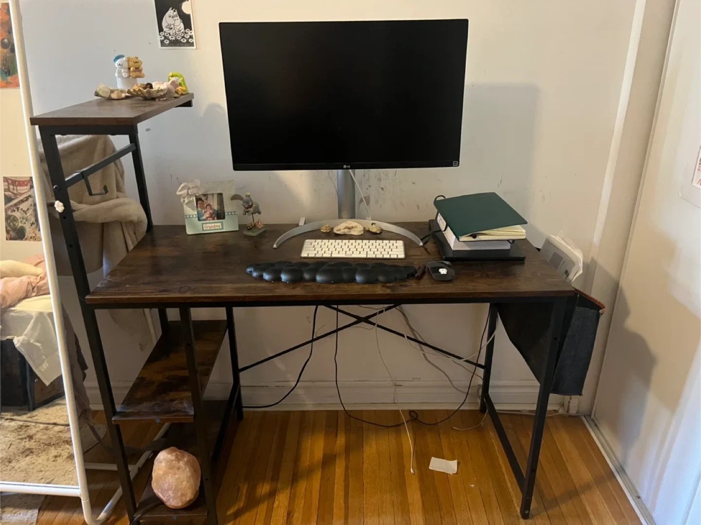 Dark Brown Computer Desk with Shelves