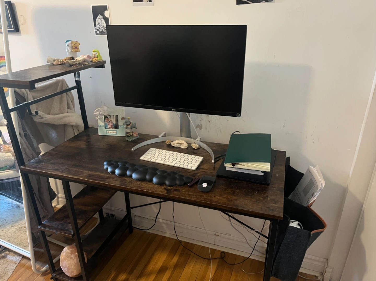 Dark Brown Computer Desk with Shelves - photo 2