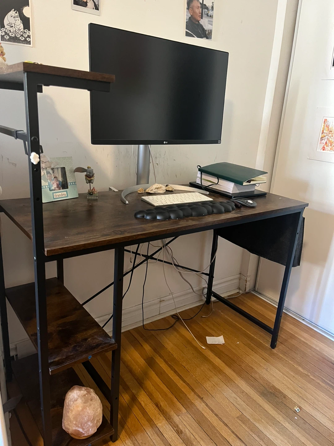 Dark Brown Computer Desk with Shelves - photo 3