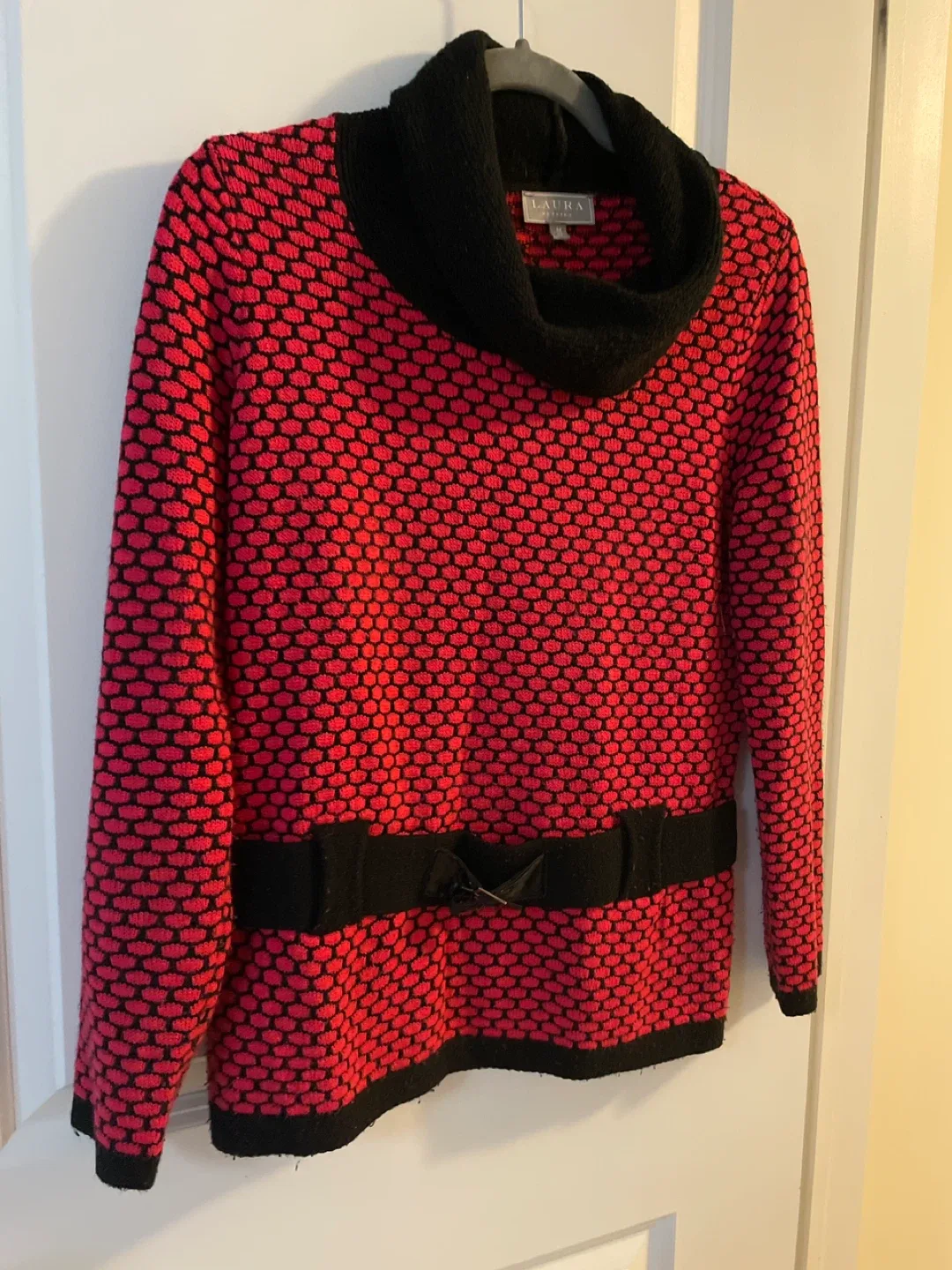 Laura Red & Black Sweater - size M like new