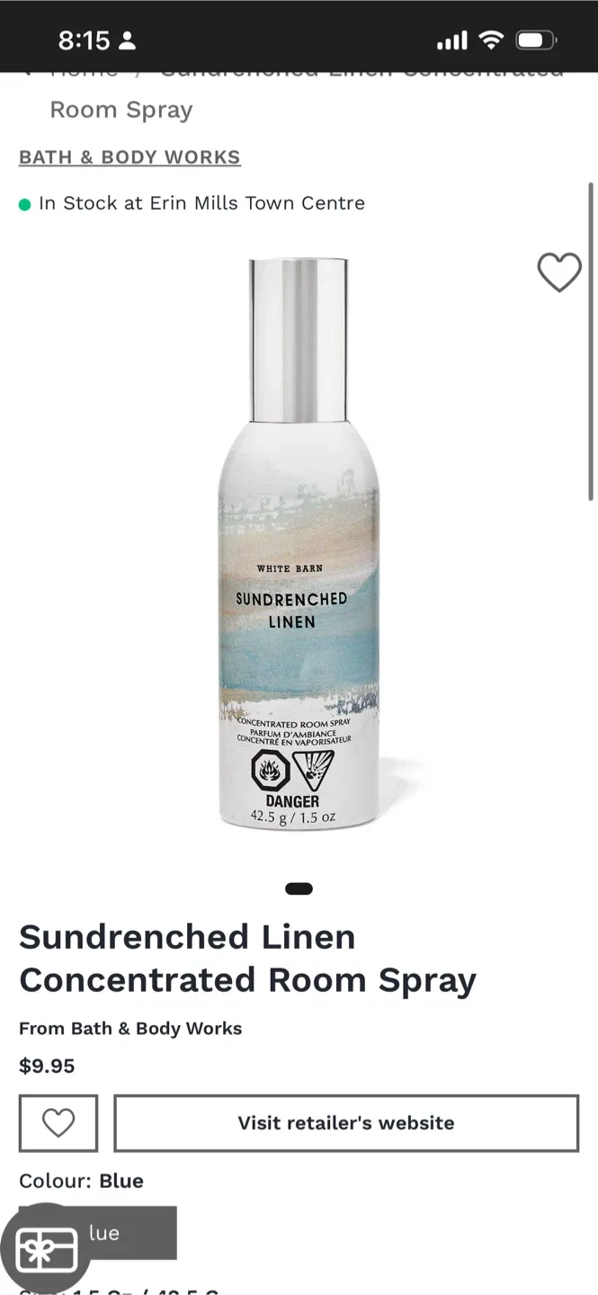 White Barn Sundrenched Linen Room Spray