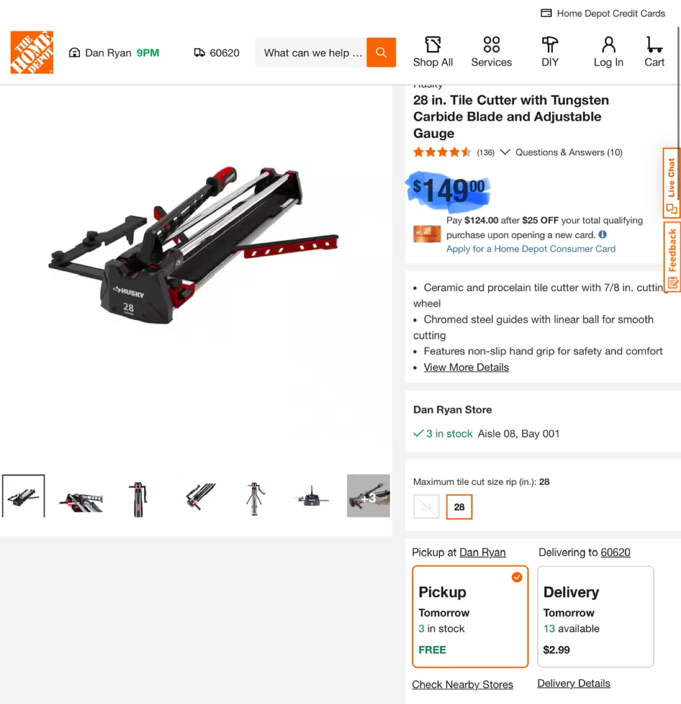 Husky 28 in. Tile Cutter - Like New! - photo 2