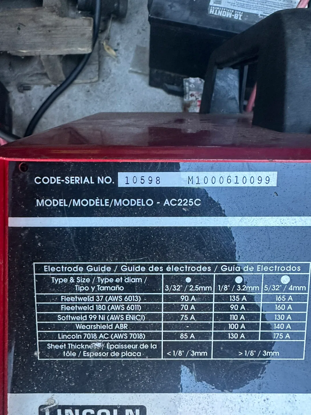 Lincoln Electric AC-225C Welder image indicator(5)