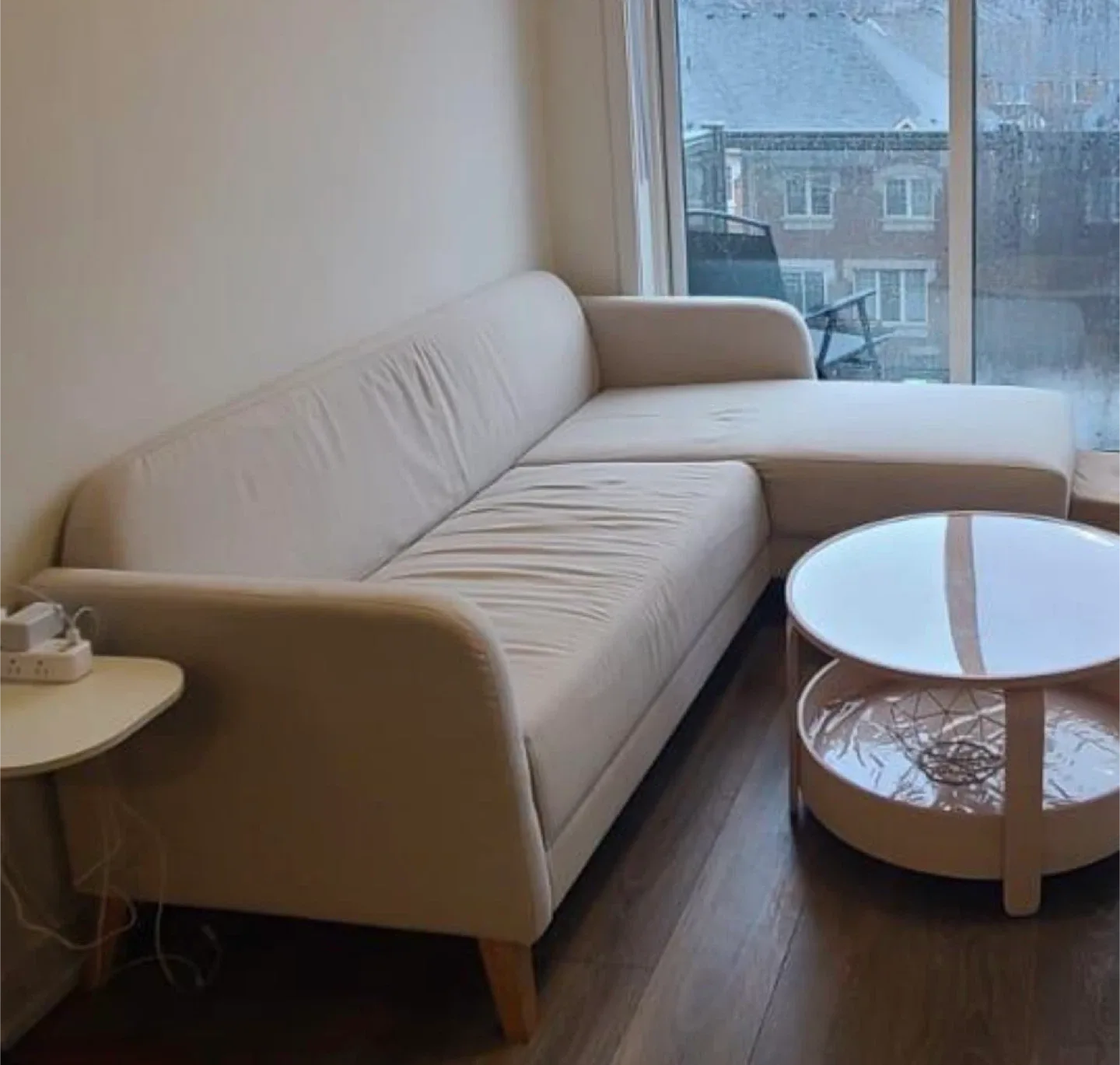 Beige Sectional Sofa with Chaise Lounge image indicator(2)