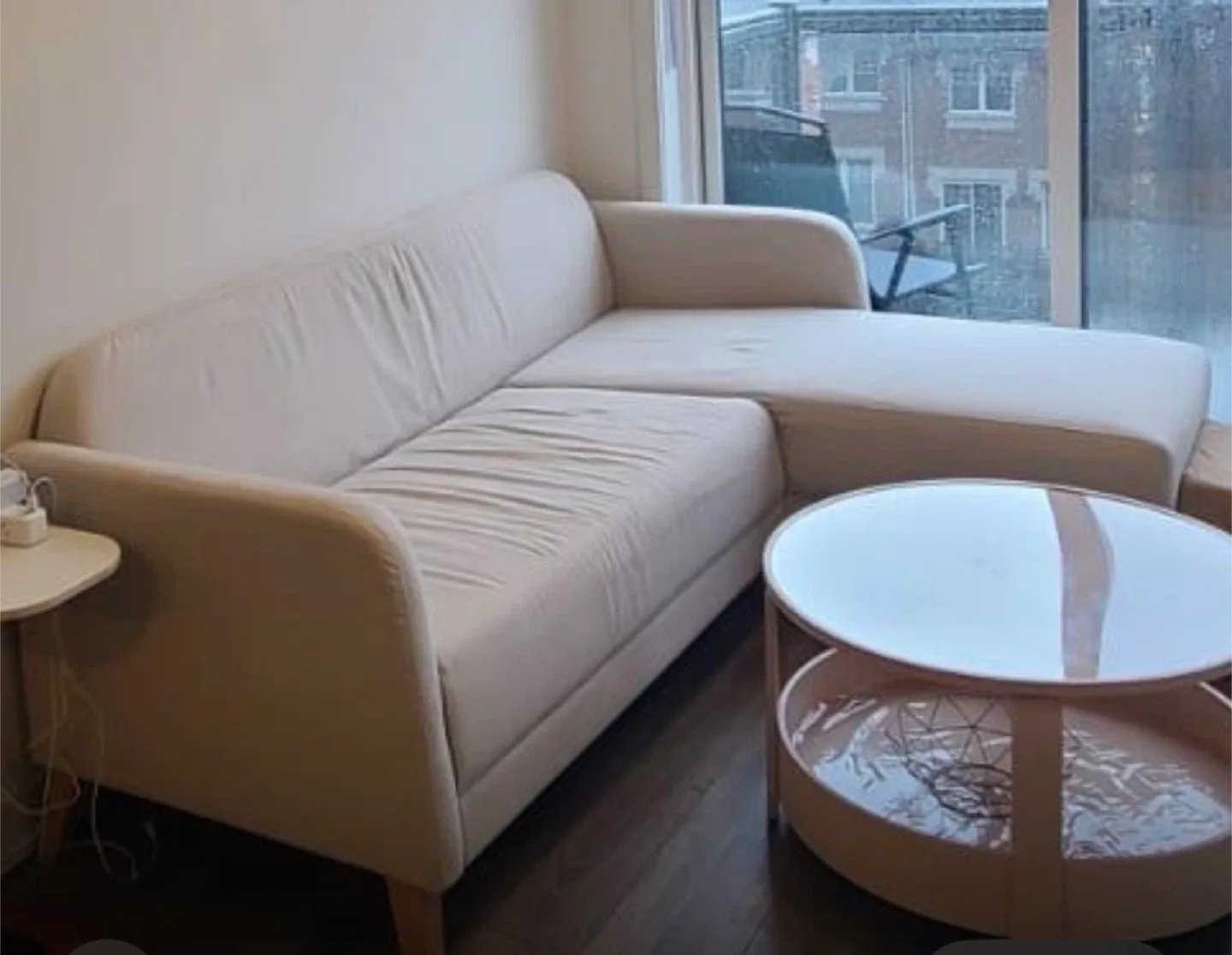 Beige Sectional Sofa with Chaise Lounge image indicator(3)