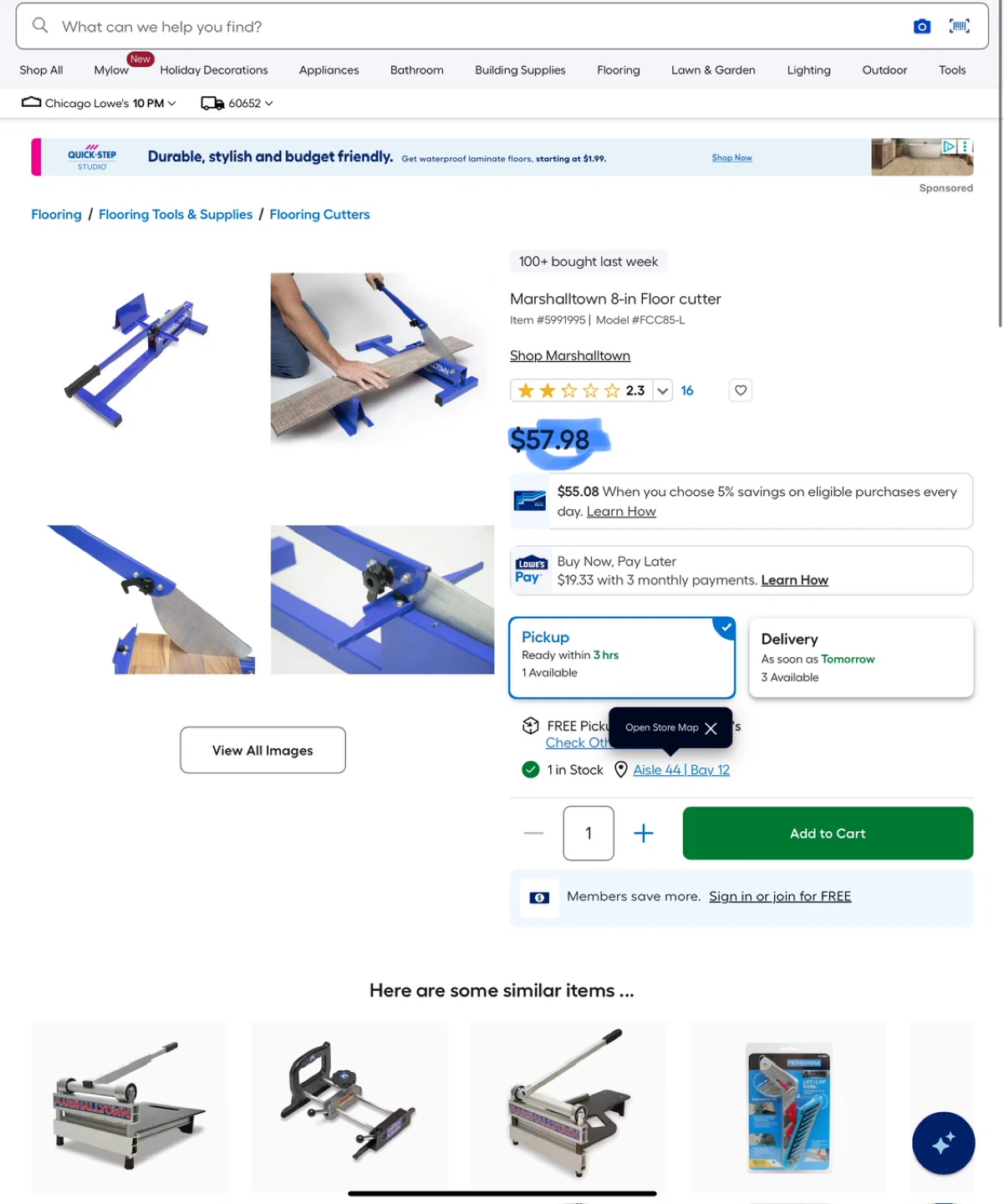 Marshalltown 8-in Flooring Cutter - NEW