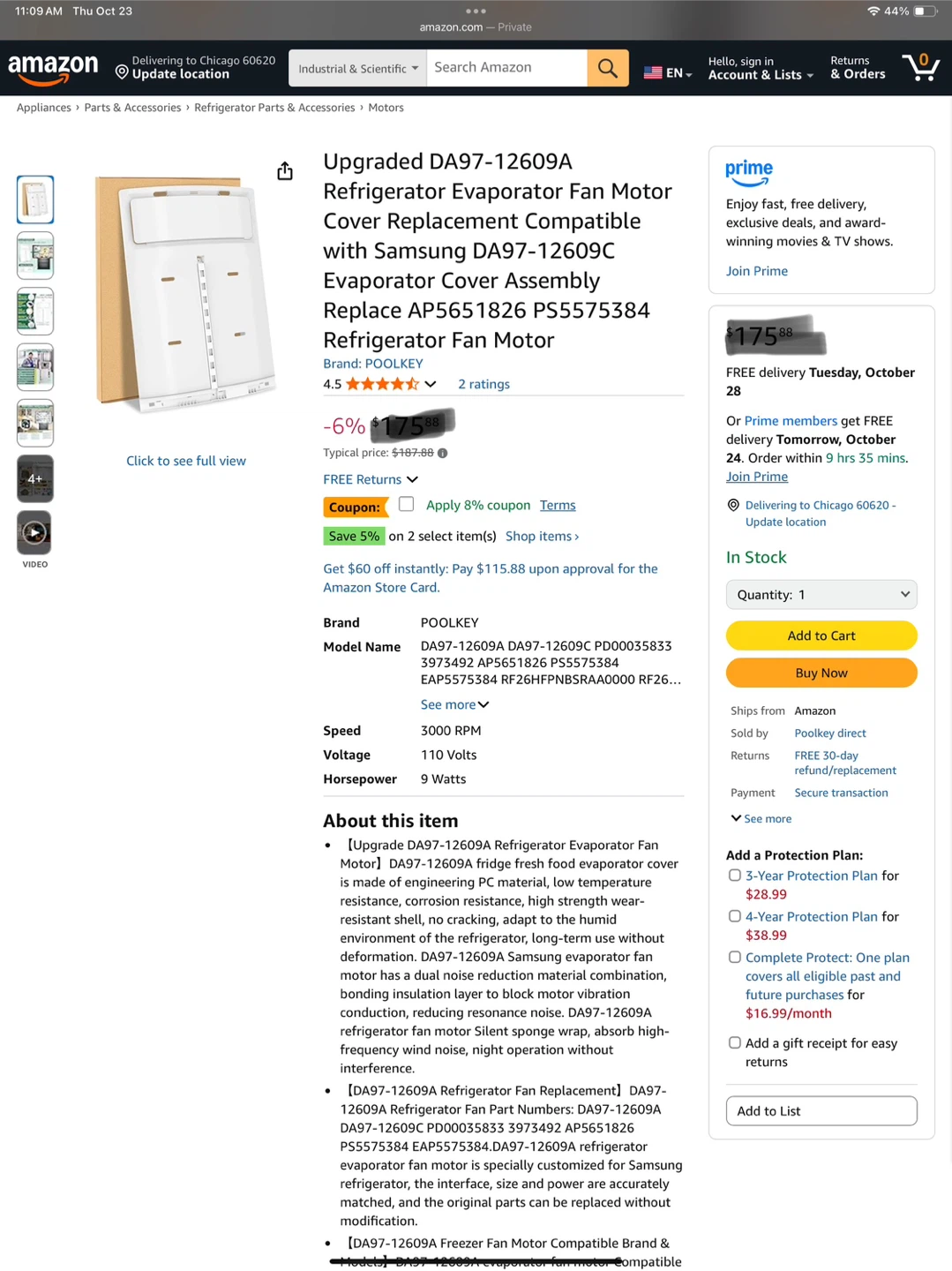 New Upgraded DA97-12609A Refrigerator Evaporator Cover - photo 2