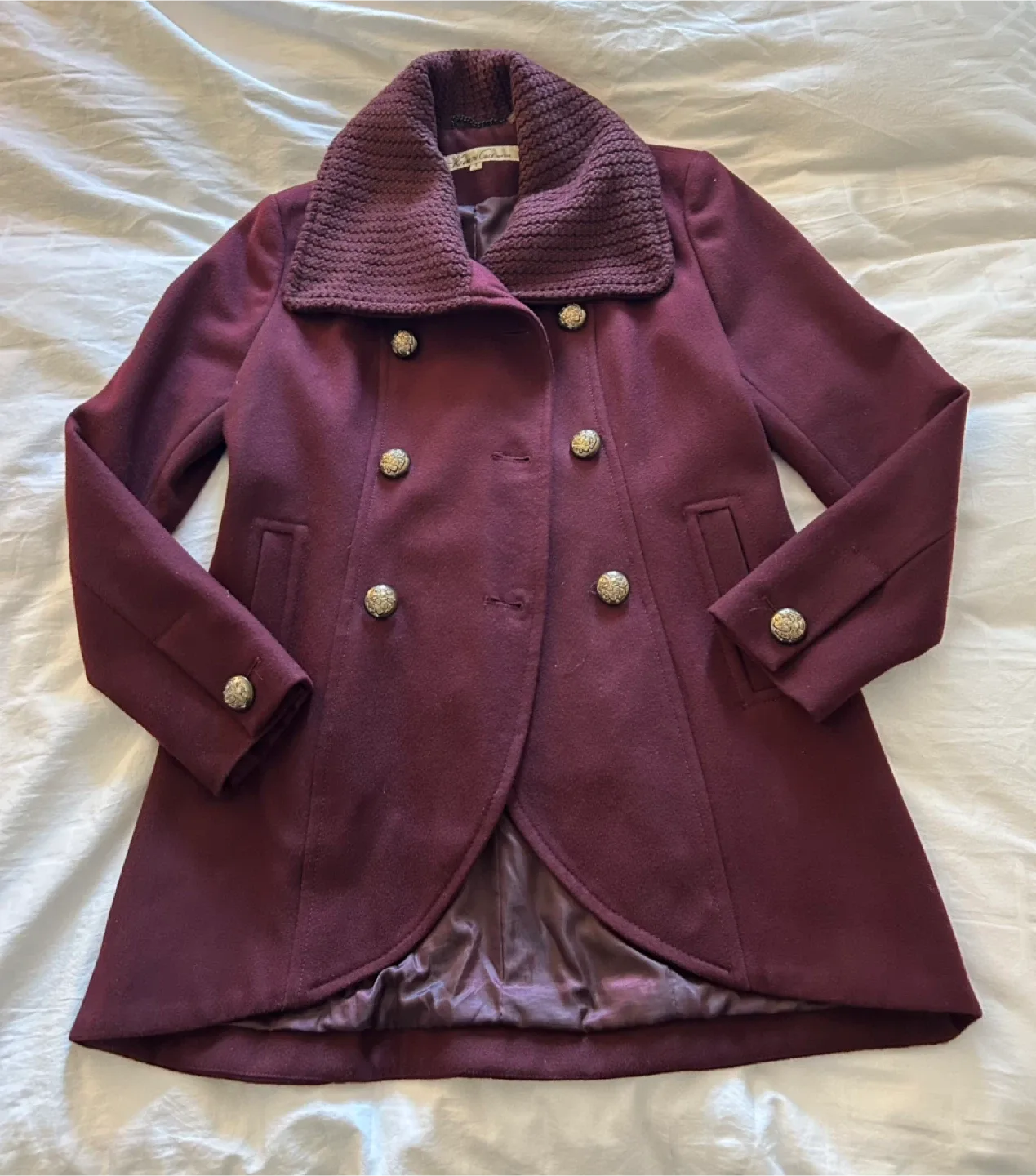 Kenneth Cole Burgundy Coat - Size 6 image indicator(2)