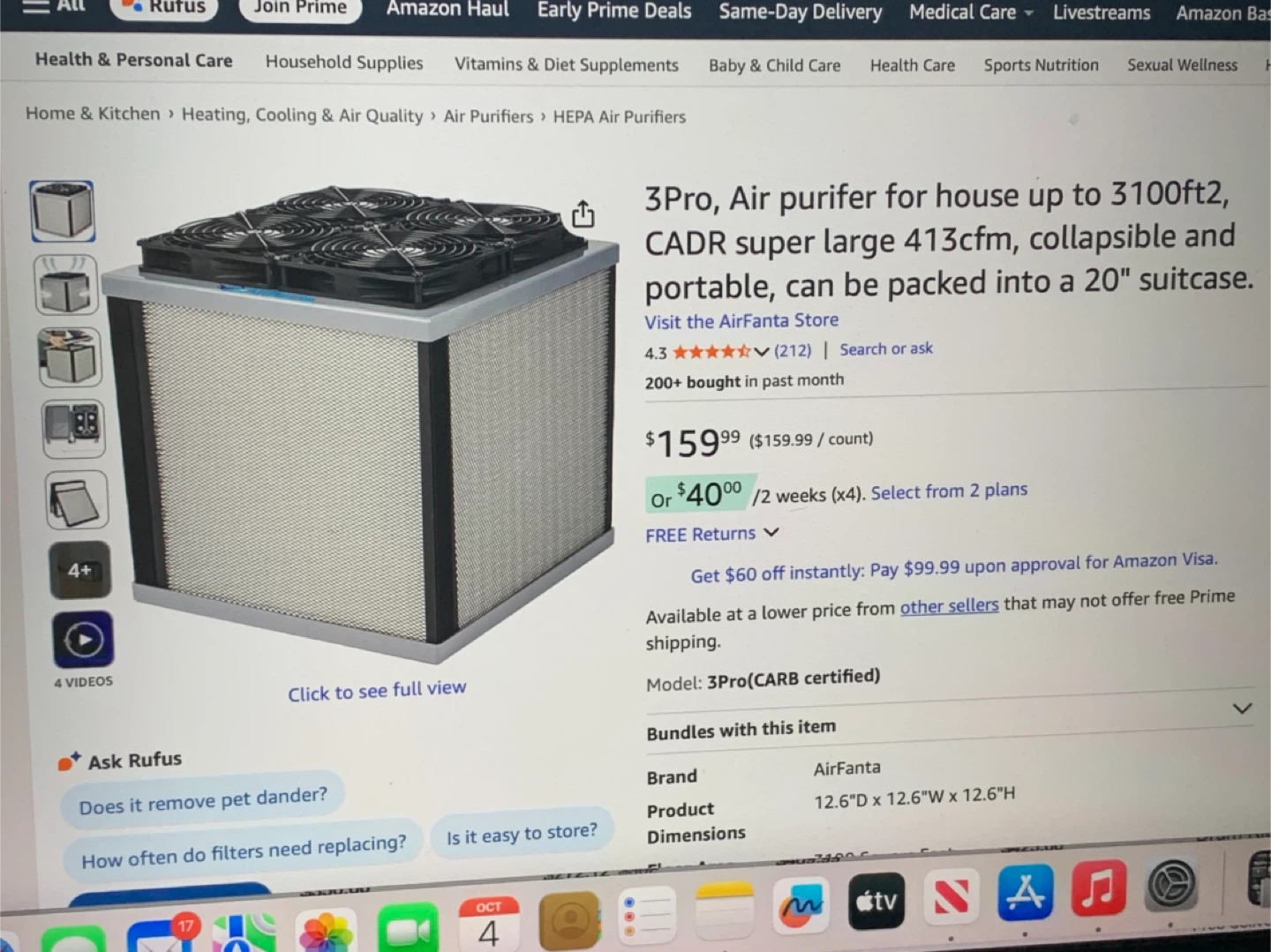 AirFanta 3Pro Air Purifier - Like New!