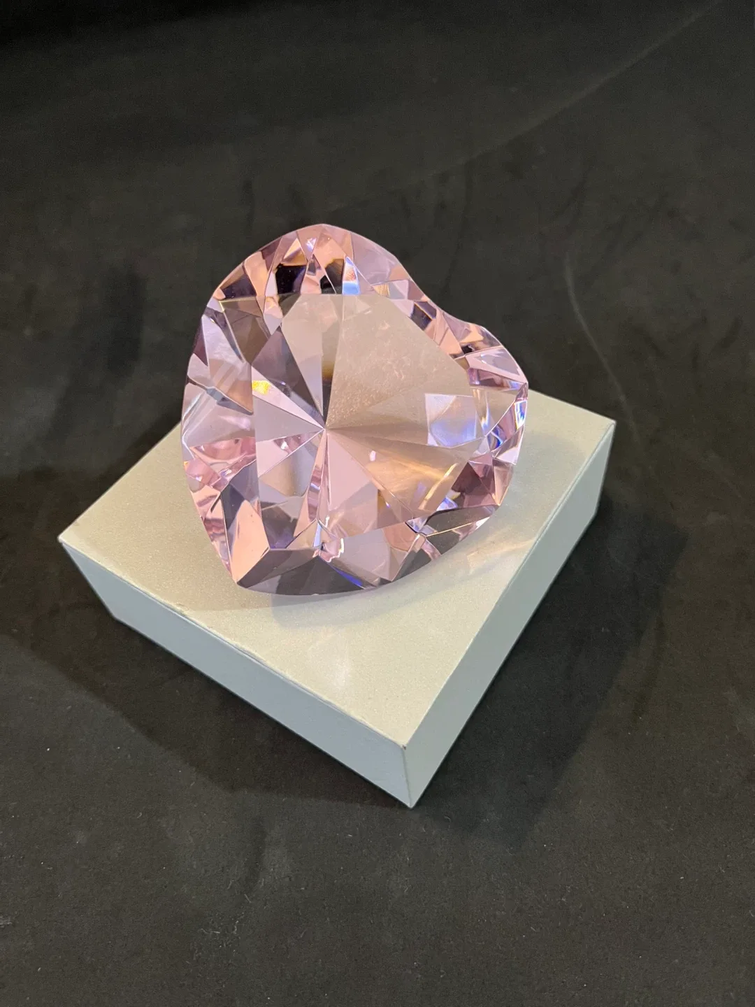 Pink Crystal Heart Paperweight