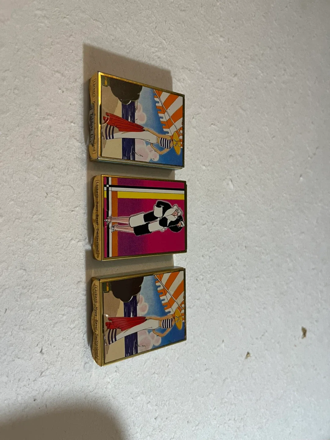 3 Vintage La Mode Art Deco Slide Tin, Switzerland