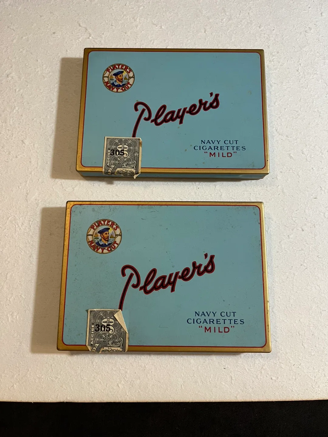 2 Vintage Player's Navy Cut Cigarettes Tins - Pair