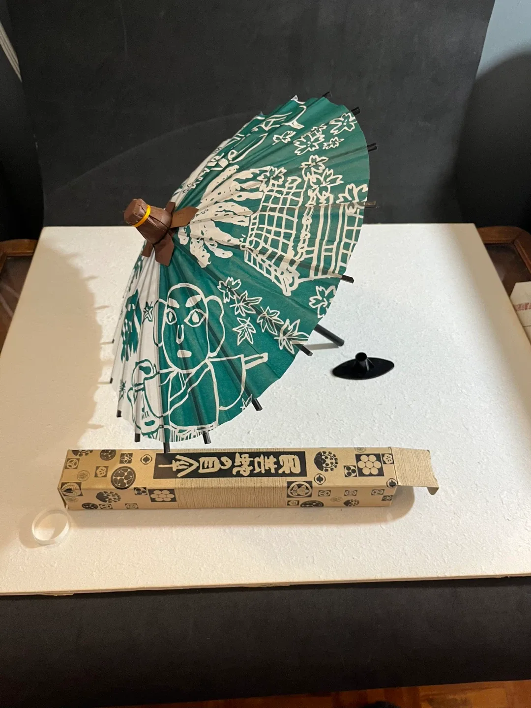 Japanese Decorative Parasol with Stand & Box