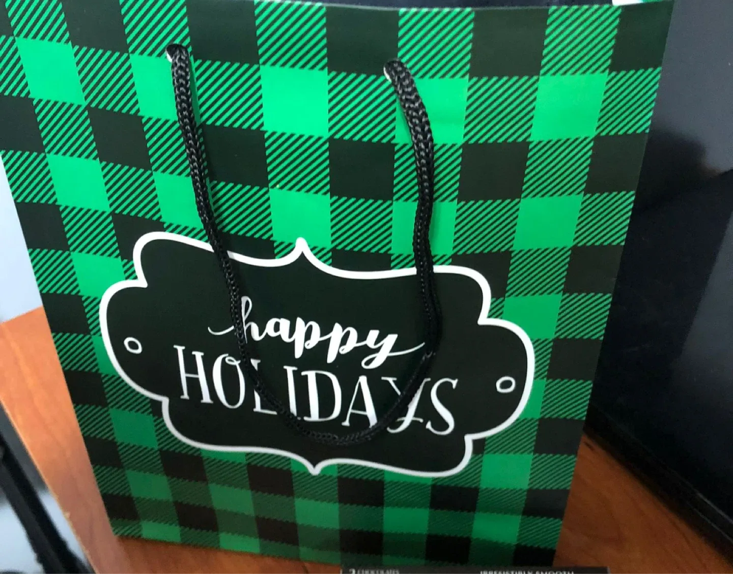 Happy Holidays Gift Bag - Green Plaid