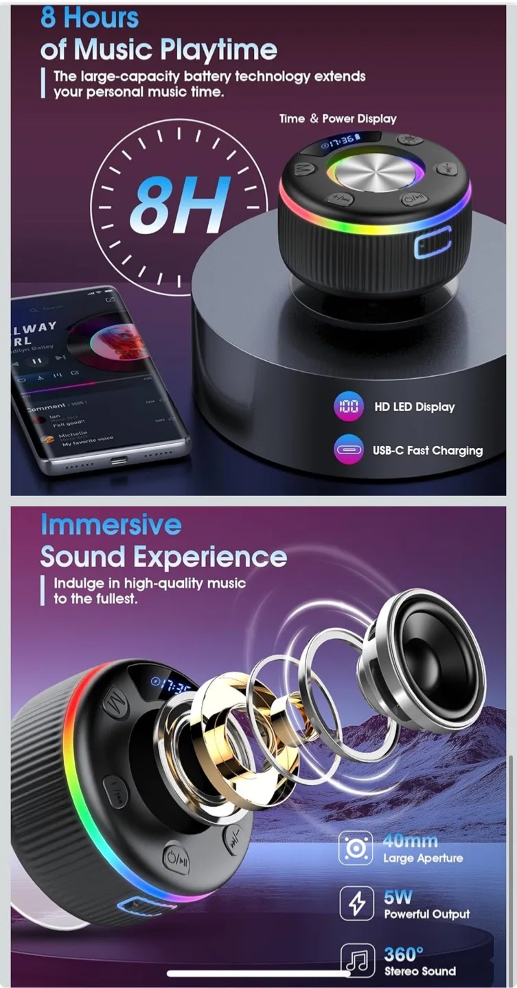 dotn Bluetooth Shower Speaker - Black image indicator(6)