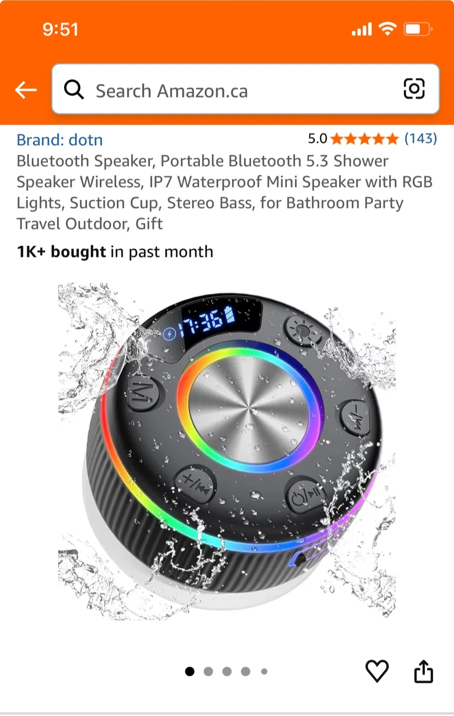 dotn Bluetooth Shower Speaker - Black
