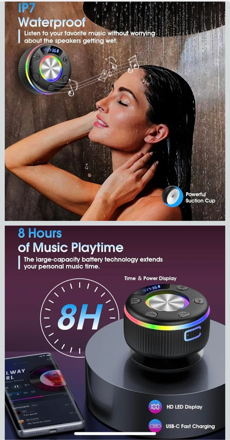 dotn Bluetooth Shower Speaker - Black image indicator(5)