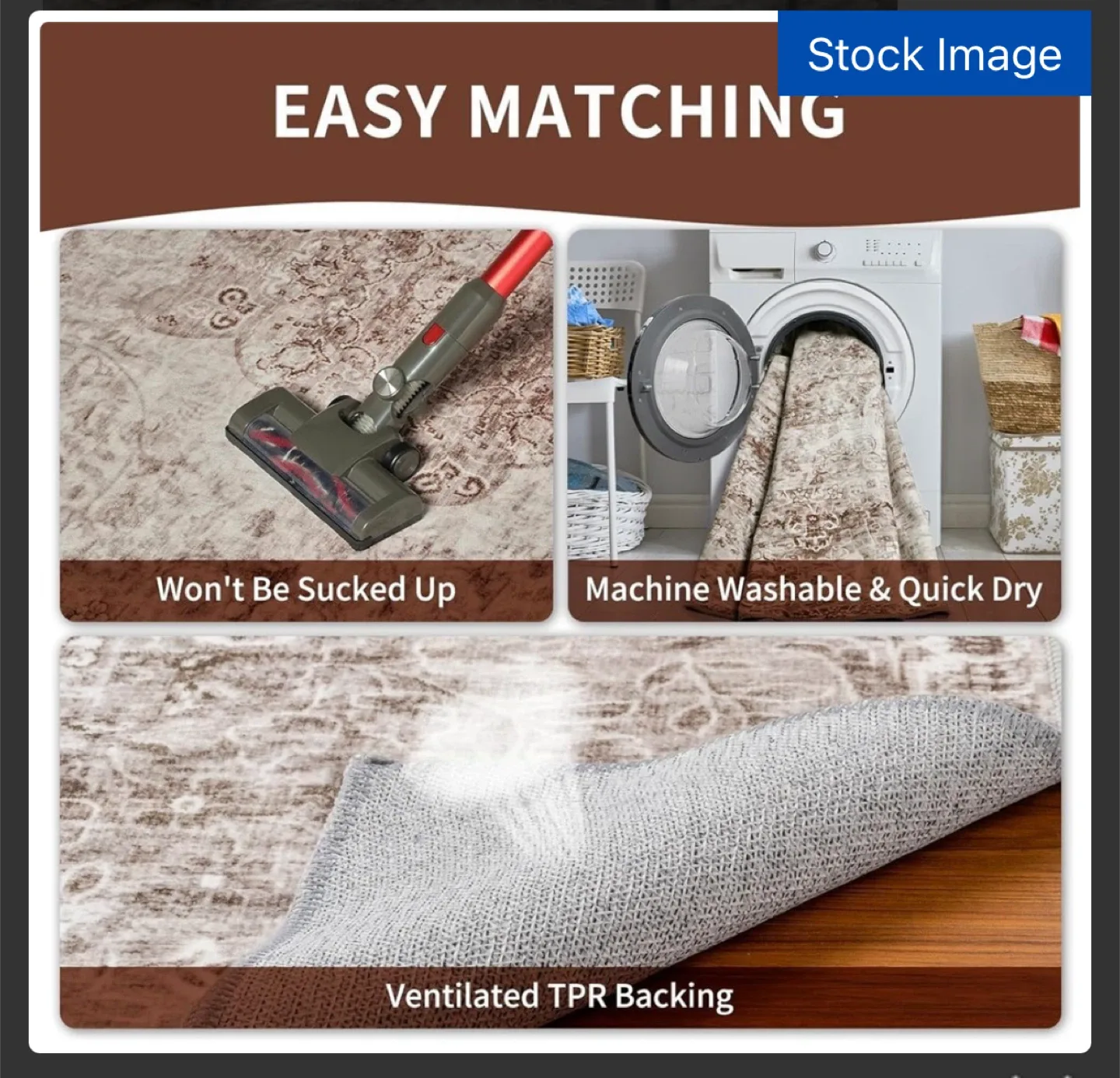 New Engiw® Area Rug - Vintage Brown - 8’ x 10’ image indicator(5)