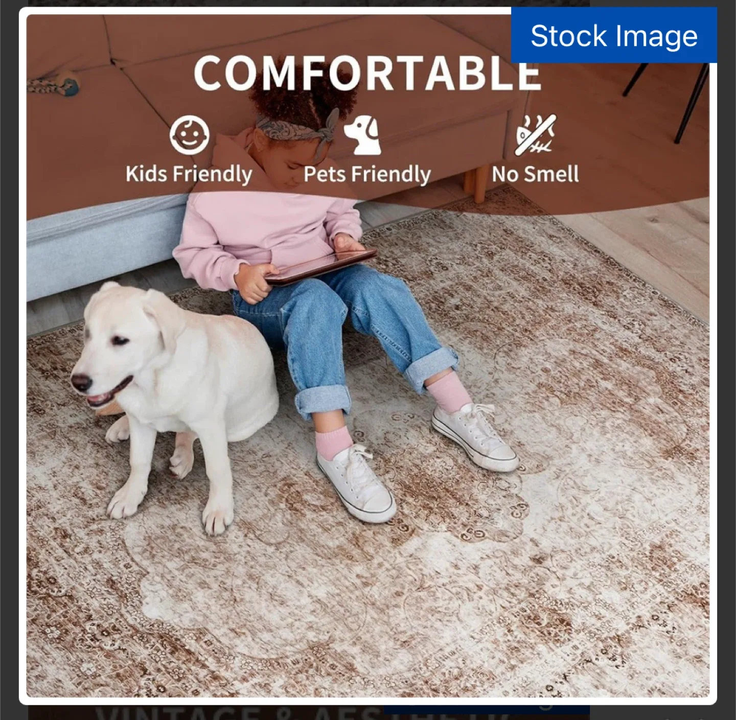 New Engiw® Area Rug - Vintage Brown - 8’ x 10’ image indicator(3)