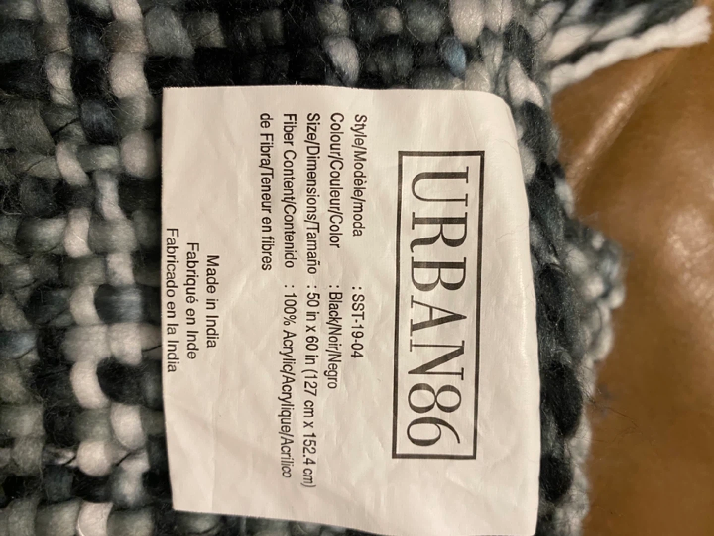 URBAN86 Black/Noir Throw Blanket 50x60 - photo 2