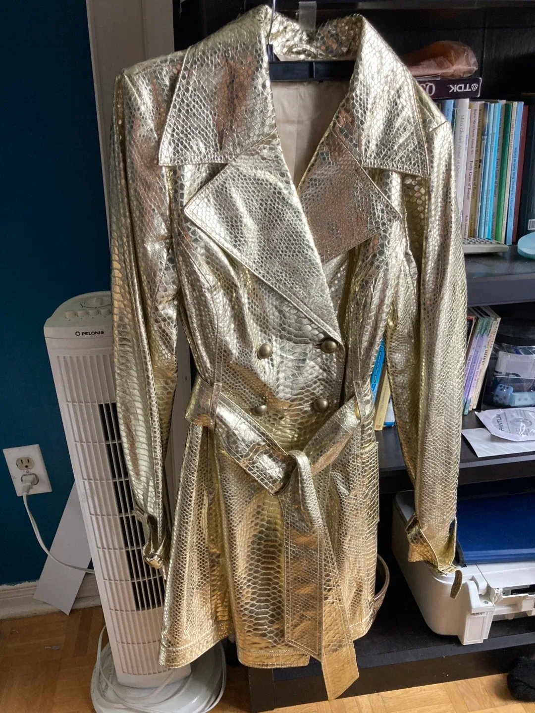 Gold Snakeskin Print Trench Coat