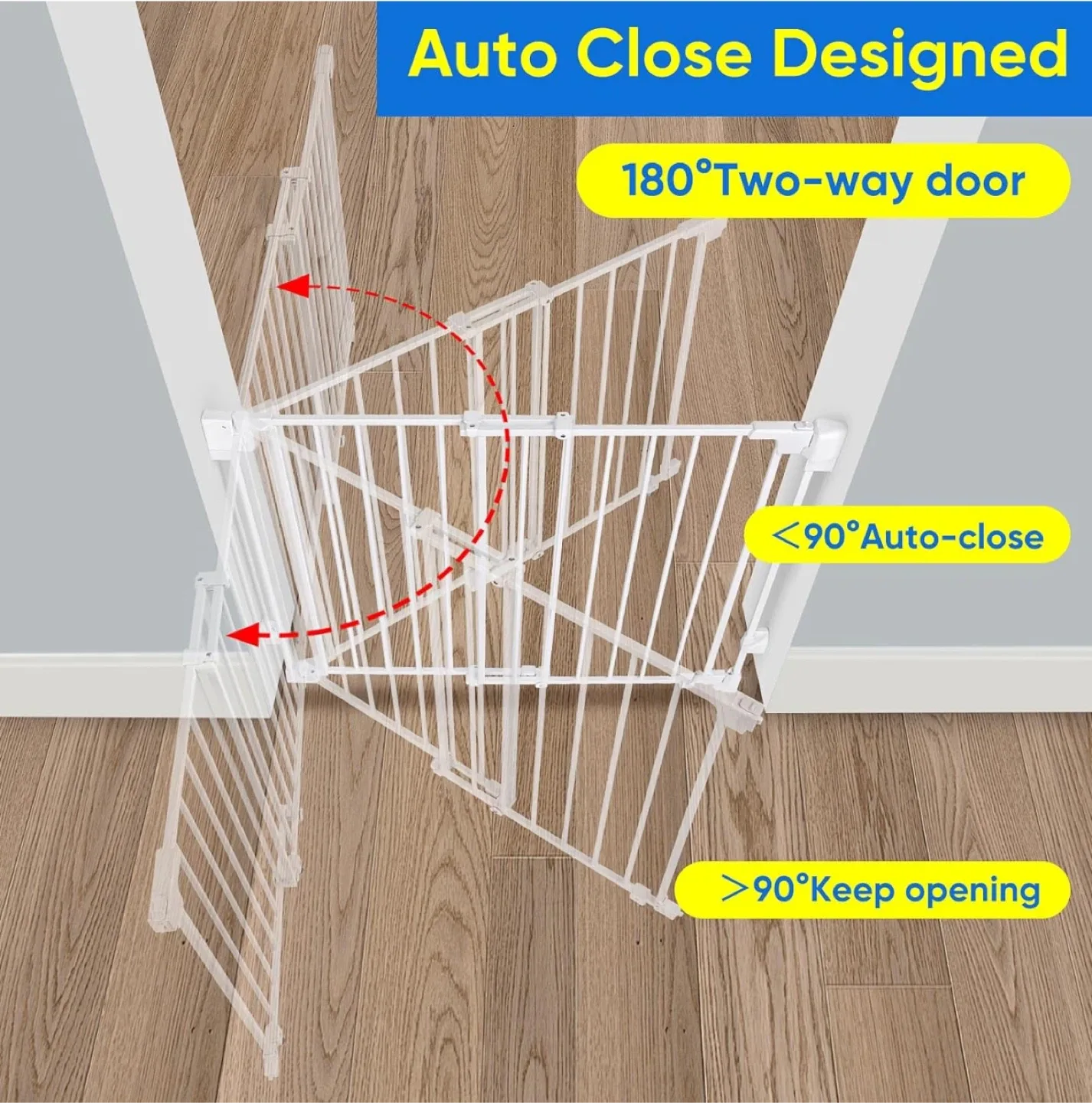 Mypin Upgraded 29-43" No Bottom Bar Baby Gate - Brand new image indicator(5)