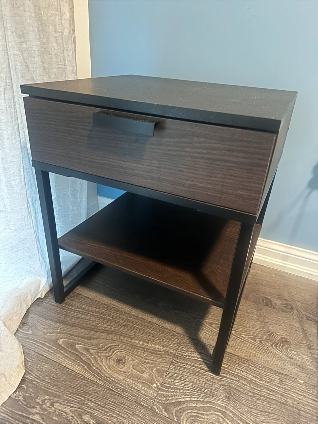 Brown Nightstand with Drawer & Shelf