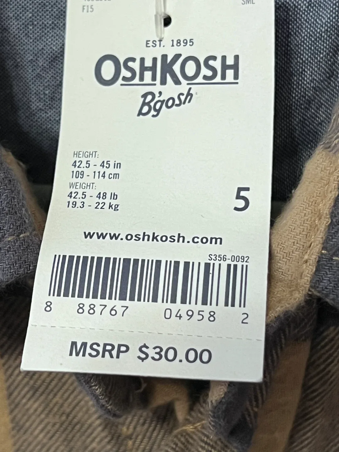 OshKosh B’gosh Boys Flannel Shirt – Size 5 (Brand New with Tag!) image indicator(4)