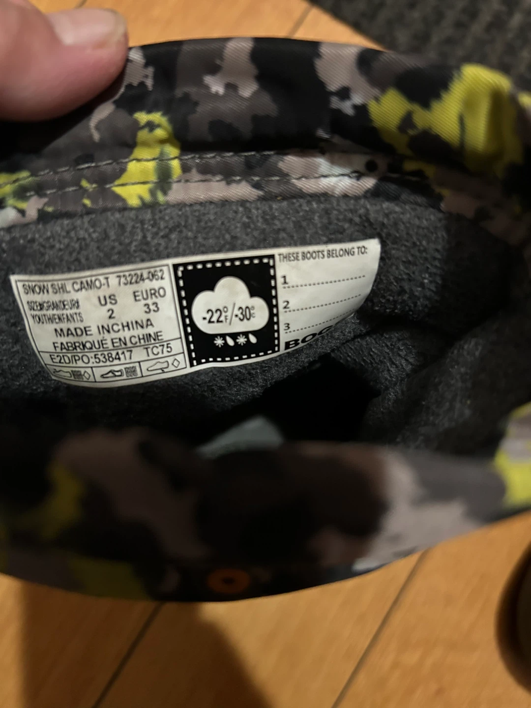 Bogs Snow Shl Camo-T Youth Size 2 - photo 3