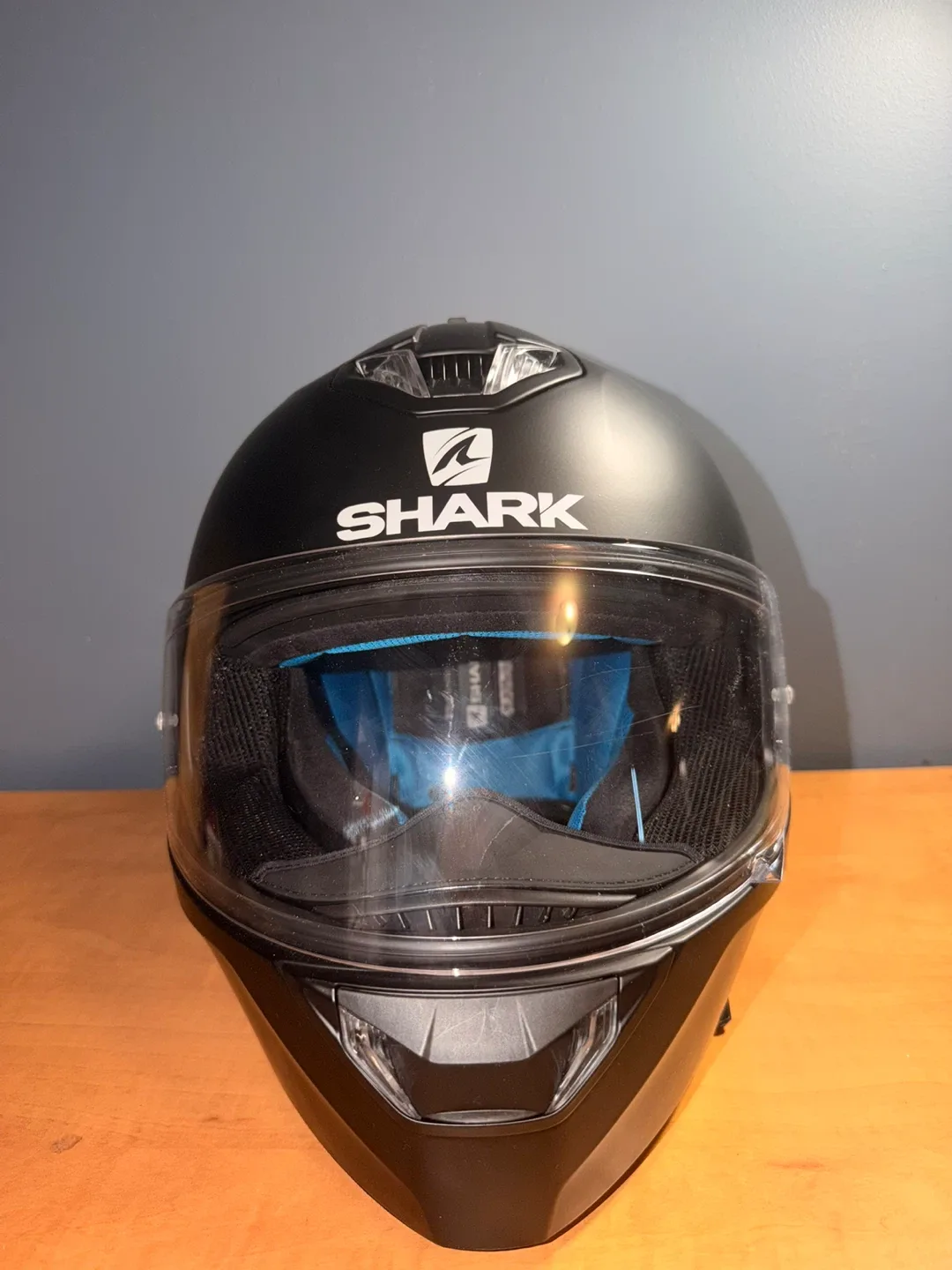 Shark Black Motorcycle Helmet (LED LIGHTS) - M