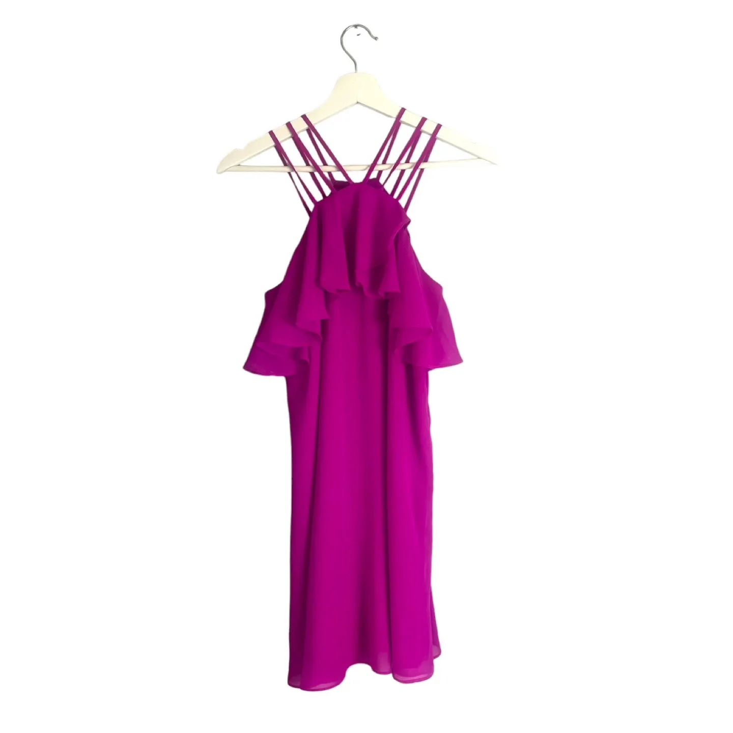 Gianni Bini Marine Ruffles Halter Mini Dress Size XS in Hot Pink