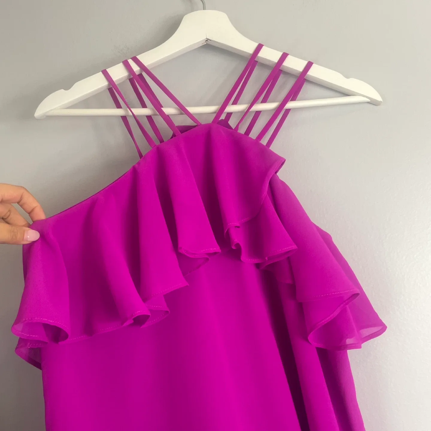 Gianni Bini Marine Ruffles Halter Mini Dress Size XS in Hot Pink image indicator(4)