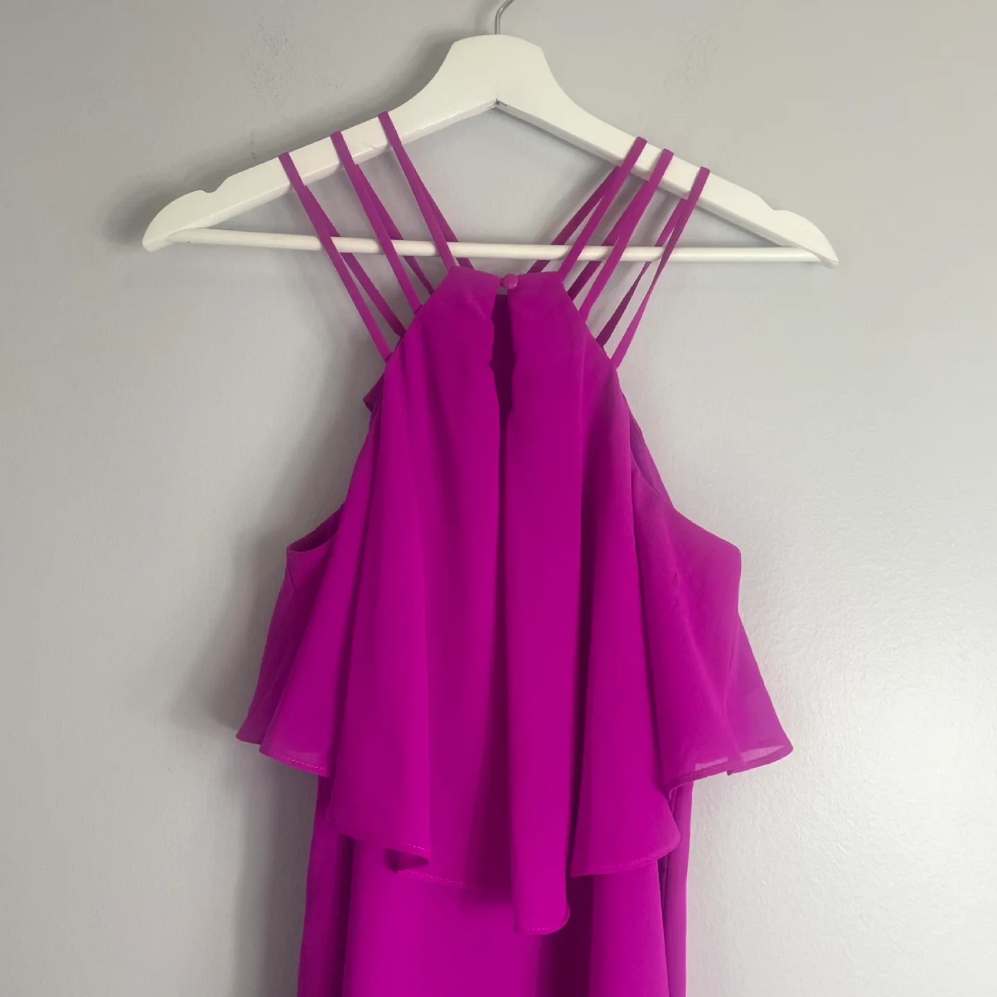 Gianni Bini Marine Ruffles Halter Mini Dress Size XS in Hot Pink image indicator(3)