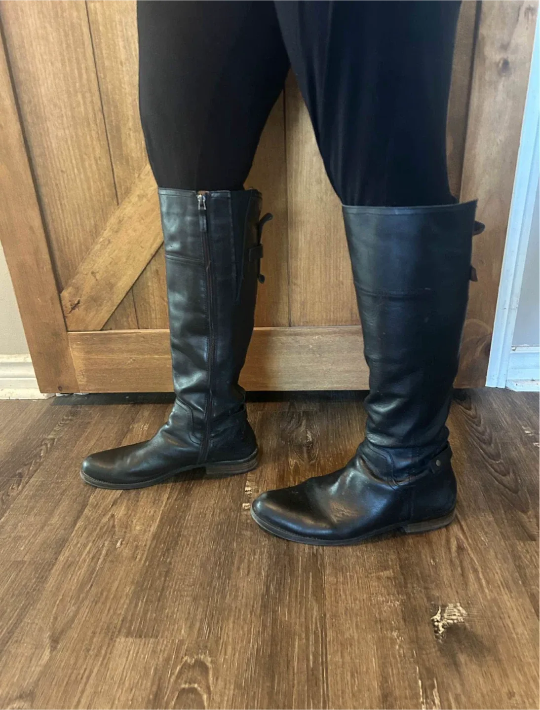 Frank Sarto wide calf leather knee high boots.