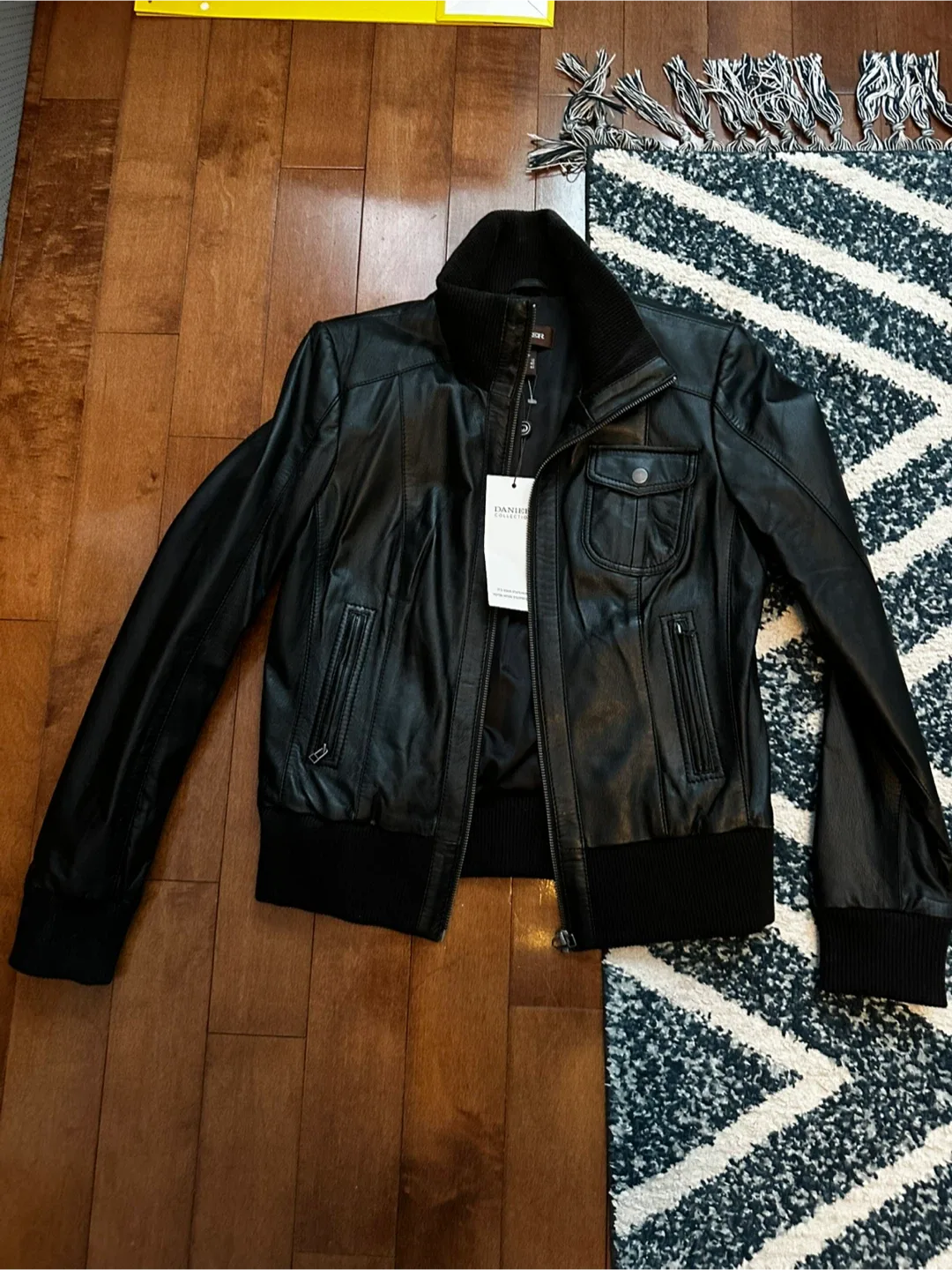 Danier Black Leather Jacket - Size S