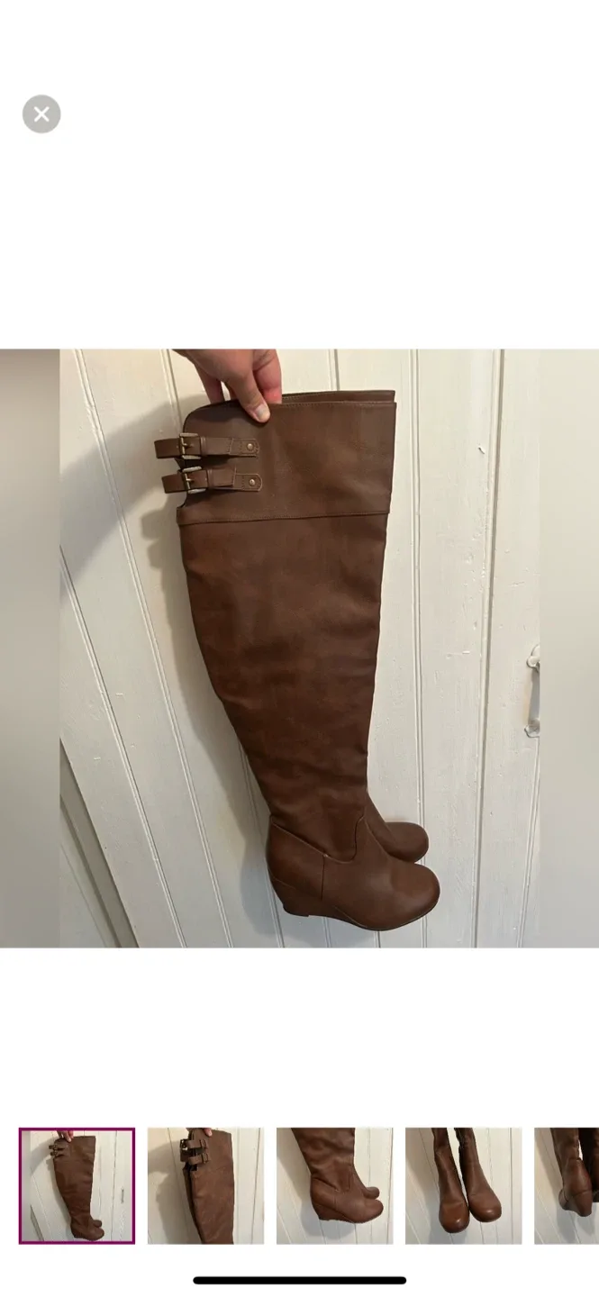 Ardene Brown Over-the-Knee Wedge Boots