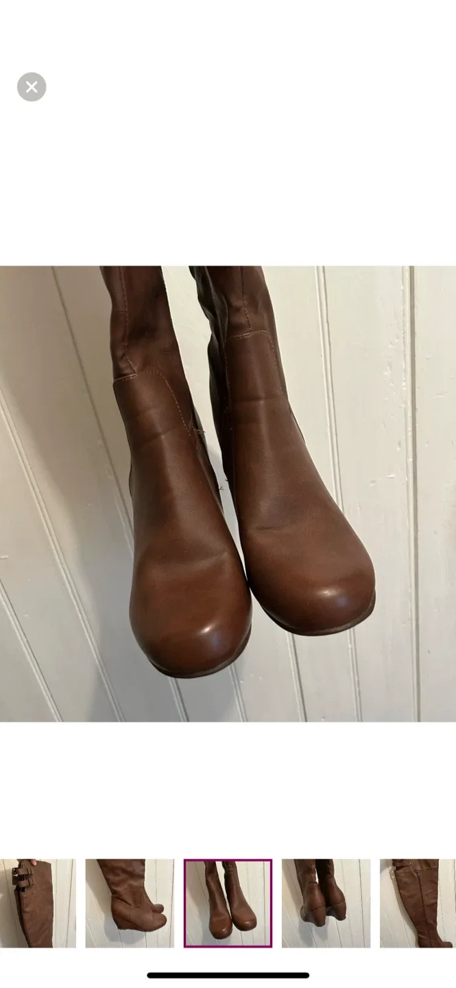 Ardene Brown Over-the-Knee Wedge Boots image indicator(4)