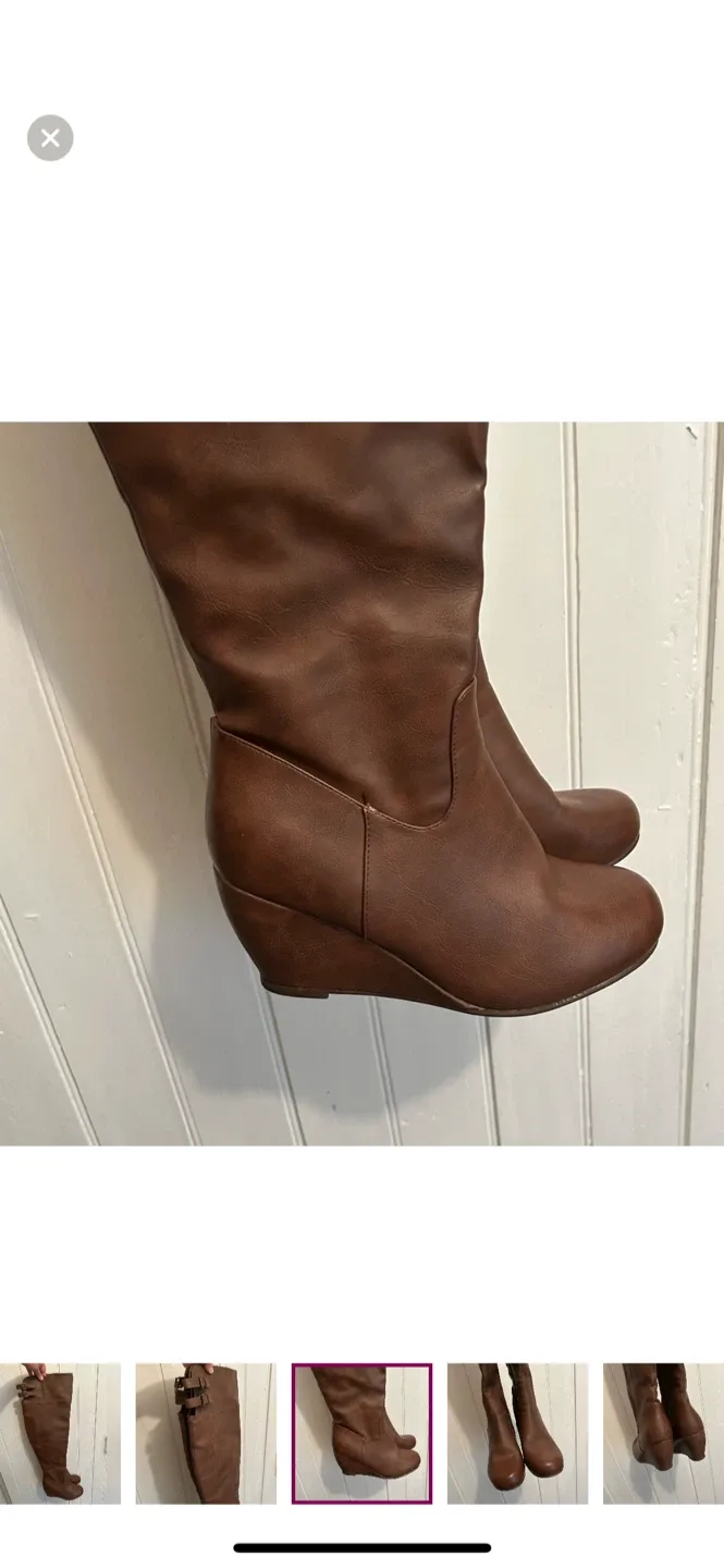 Ardene Brown Over-the-Knee Wedge Boots image indicator(3)