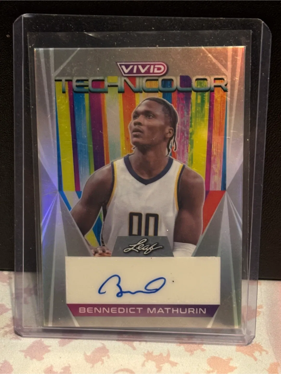 Benedict Mathurin Autographed Leaf Vivid Technicolor Card