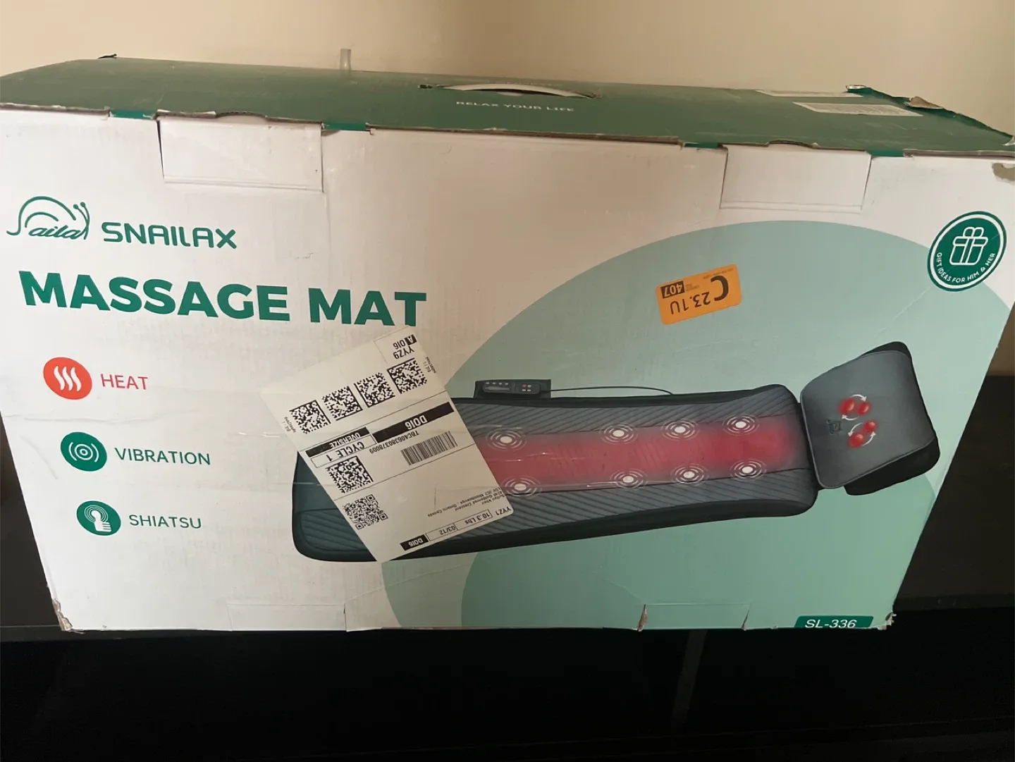 Snailax Massage Mat - Heat, Vibration, Shiatsu