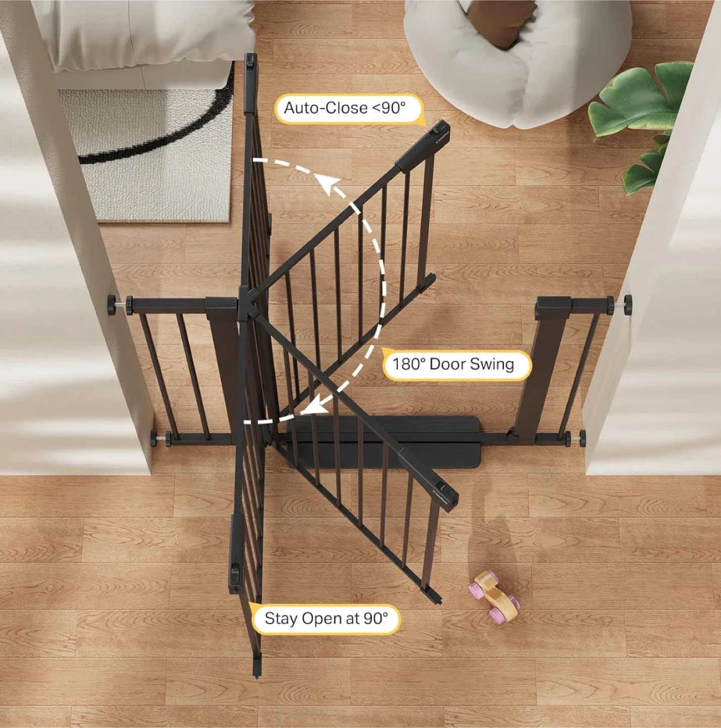 Cumbor 29.7-40.6" Baby Gate - New - Black image indicator(3)